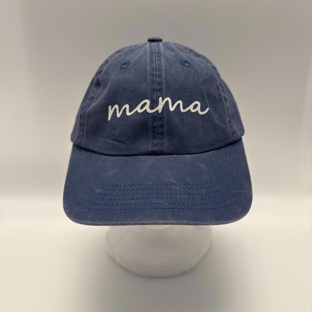 Frankie Jean Mama Script Navy Blue Cotton Baseball Hat Womens OSFM Adjustable